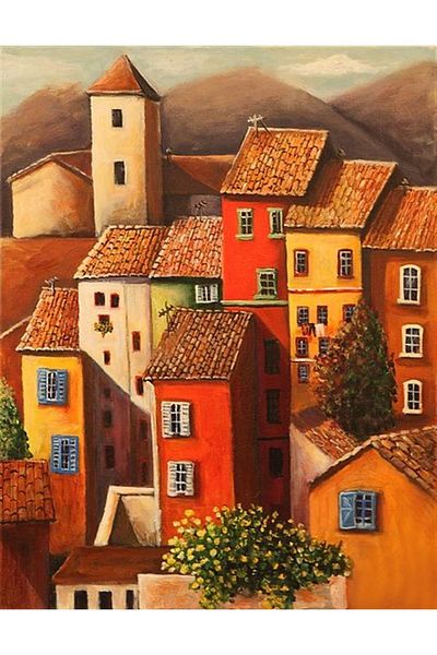 MARCEL SANAT Colorful Buildings Diamond Mosaic Painting 40x50cm