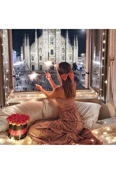 MARCEL SANAT Duomo Di Milano And Beautiful Girl Diamond Mosaic Painting 51x51 Cm