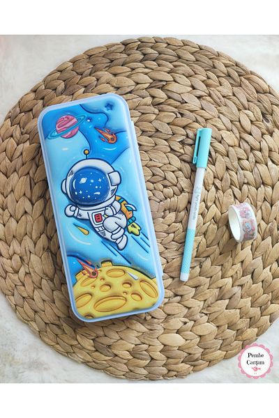 Pembe Çarşı Dinosaur, Astronaut, Space Multi-Compartment 3D Printed Plastic Pencil Case 1 Piece