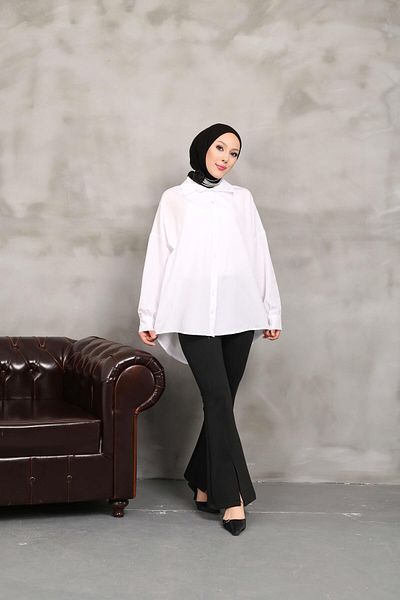 Nergis Neva Butik تونيك بأكمام بالون من الساتان