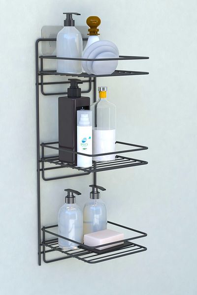 zabata Disassembled 3-tier Bathroom Shelf - Adhesive Shower and Shampoo Holder Corner Wall Organizer