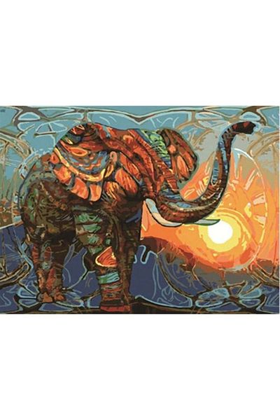 MARCEL SANAT Ethnic Patterned Elephant Diamond Mosaic Painting 69x51 cm