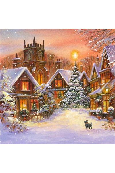 Marcel Kristal Tablo Warm Home Scenery at Christmas Marcel Art Diamond Mosaic Painting 61x61cm