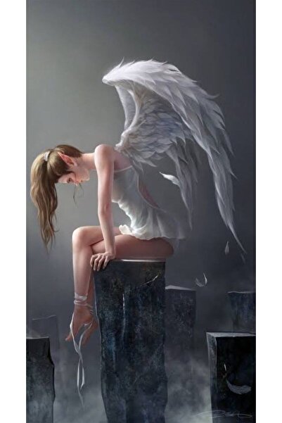 Marcel Kristal Tablo Kanatlı Kız Marcel Sanat Elmas Mozaik Tablo 36x64cm