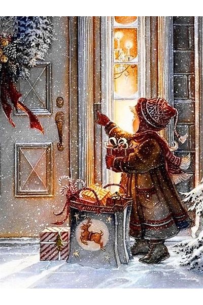 Marcel Kristal Tablo New Year's Eve Gift Distribution Diamond Mosaic Painting 46x61 cm