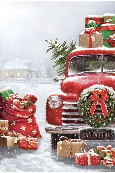 MARCEL SANAT Red Christmas Car Diamond Mosaic Painting 41x58 Cm