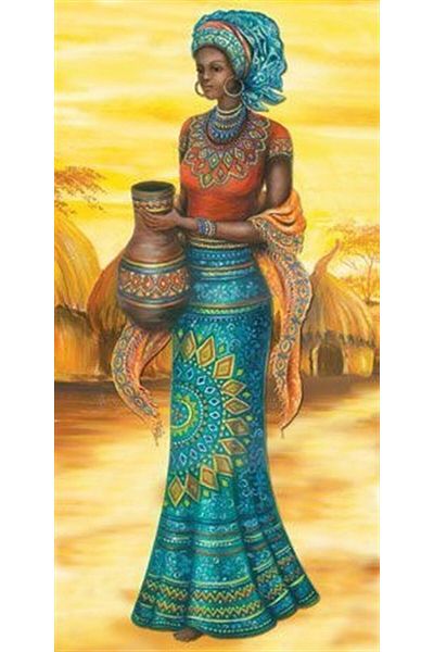 MARCEL SANAT Blue African Woman Diamond Mosaic Painting 41x81cm