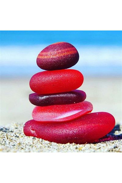 MARCEL SANAT Red Stones on the Sand Marcel Art Diamond Mosaic Painting 28X28Cm