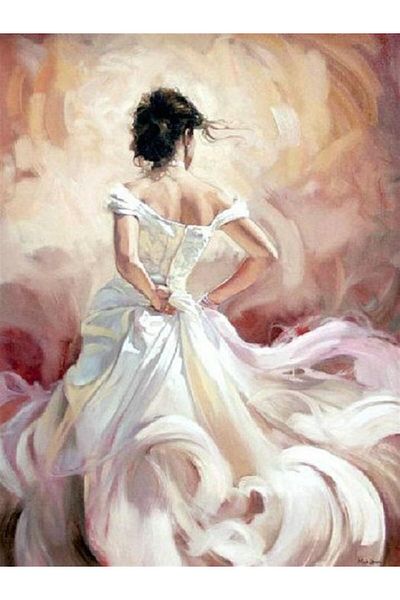 MARCEL SANAT Woman in White Dress Diamond Mosaic Painting 40x55 Cm