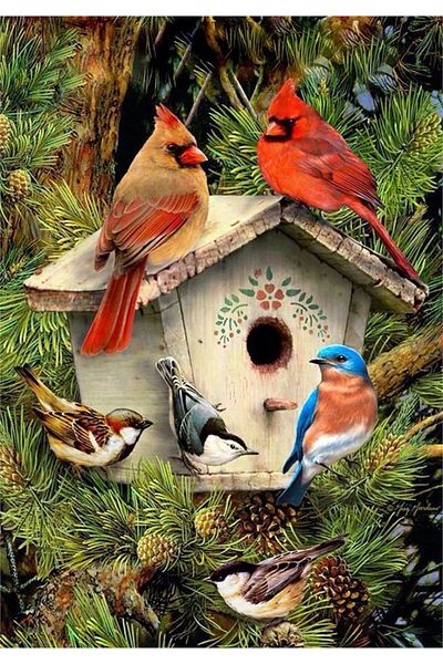 MARCEL SANAT Bird House Diamond Mosaic Painting 46x64 Cm