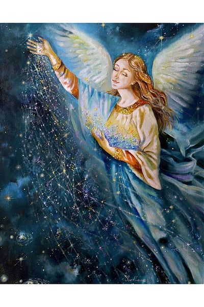 Marcel Kristal Tablo Angel Diamond Mosaic Painting with Wings in the Sky 46x58 Cm