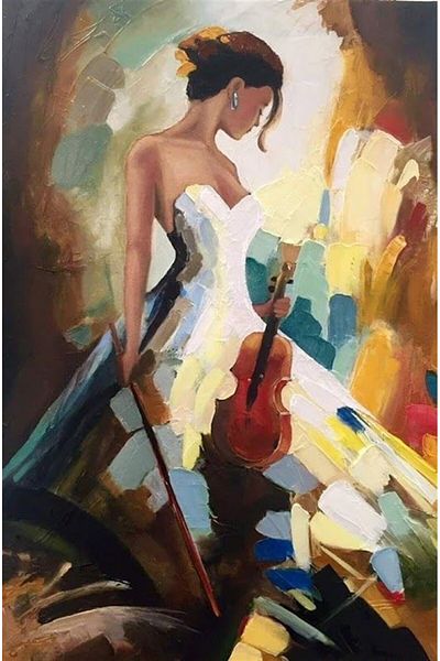 MARCEL SANAT Girl Playing Violin Pixart Art Diamond Mosaic Painting Diamond Turkey 38*58