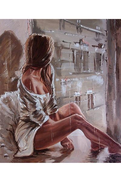 MARCEL SANAT Girl Watching the Street Diamond Mosaic Painting (48X56)