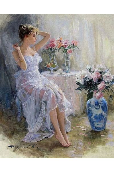 MARCEL SANAT Women's Diamond Mosaic Painting with Tulle Dress 51x64cm