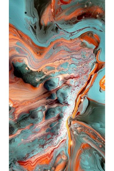 MARCEL SANAT Wave Pattern Diamond Mosaic Painting in Blue-Orange Tones 38X69Cm