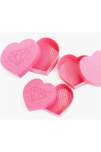 MARCEL SANAT Set of 3 Plates with Hearts and Jewelry Diamond Mosaic Painting