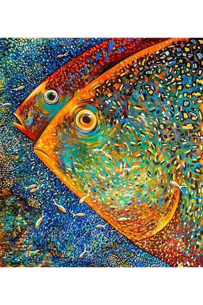 MARCEL SANAT Colorful Fishes Marcel Art Diamond Mosaic Painting 48x53 Cm