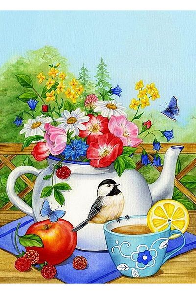 MARCEL SANAT Flower Pot Diamond Mosaic Painting from Teapot 41x56cm