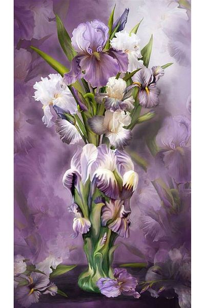 MARCEL SANAT Lilac and White Flower Pattern - Diamond Mosaic Painting 36x61cm