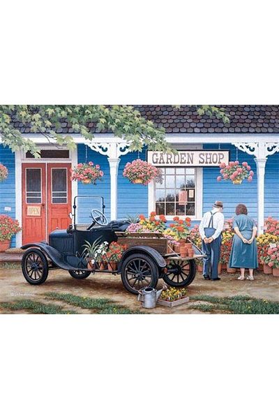 Marcel Kristal Tablo Vintage Car And Flower Shop Marcel Art Diamond Mosaic Painting 66x51cm