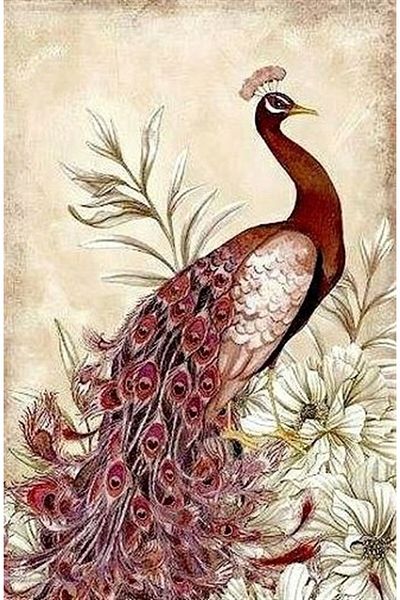 Marcel Kristal Tablo Peacock Marcel Art Diamond Mosaic Painting 43x66cm