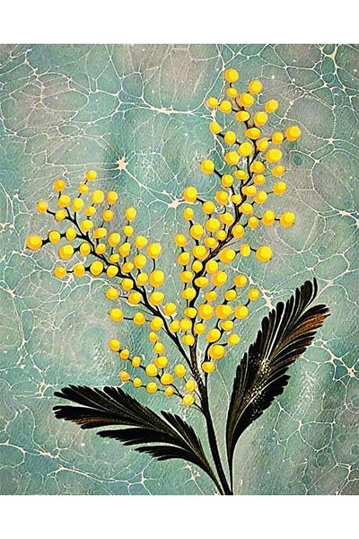 Marcel Kristal Tablo Yellow Delicate Flower Marcel Art Diamond Mosaic Painting 48x58cm