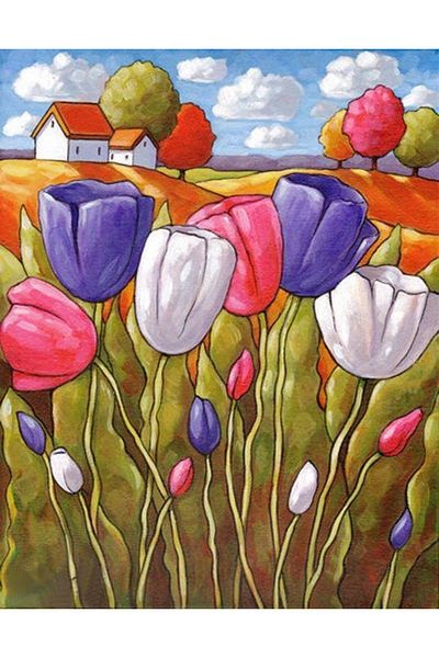 MARCEL SANAT Tulip Village Diamond Mosaic Painting 39x51 Cm