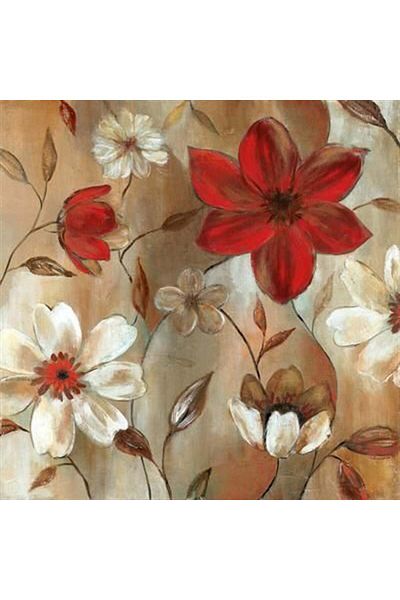 MARCEL SANAT Red Brown Flowers Diamond Mosaic Painting 55x55cm