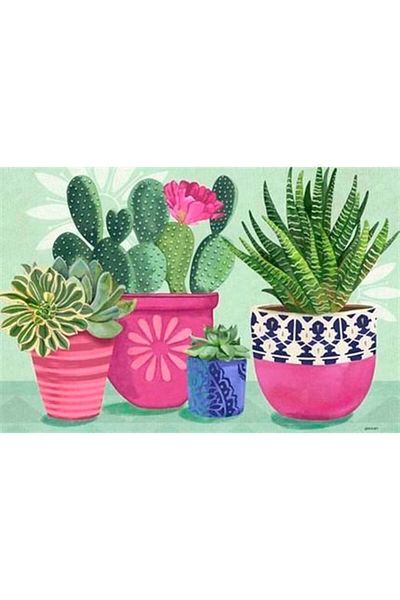 MARCEL SANAT Beautiful Energy of Cactus Marcel Art Diamond Mosaic Painting 36x25cm