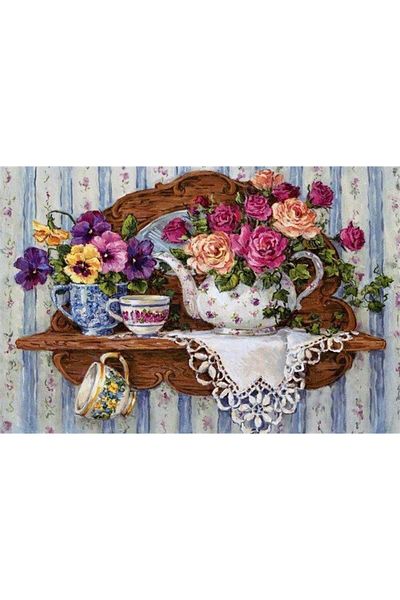 MARCEL SANAT Vintage Flowers Diamond Mosaic Painting 76x51cm