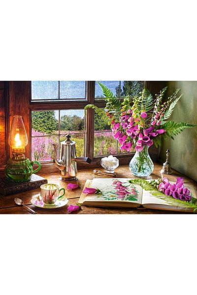 Marcel Kristal Tablo Pink Flowers And Gas Lamp Marcel Art Diamond Mosaic Painting 84x56cm