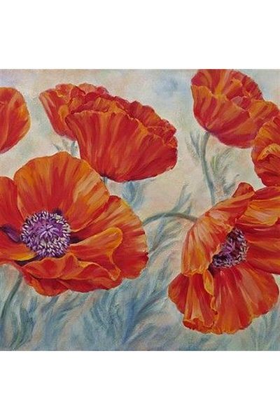 Marcel Kristal Tablo Elegant Poppies Marcel Art Diamond Mosaic Painting 48x51cm