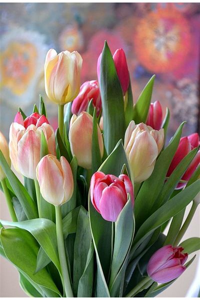 MARCEL SANAT Soft Colored Tulips Diamond Mosaic Painting 40x60cm