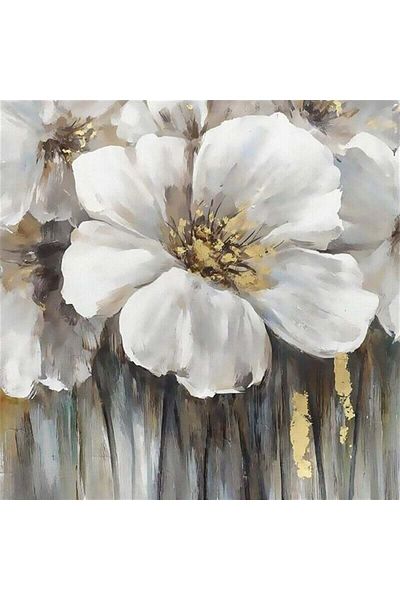 Marcel Kristal Tablo White Romantic Flower Marcel Art Diamond Mosaic Painting 71x71cm