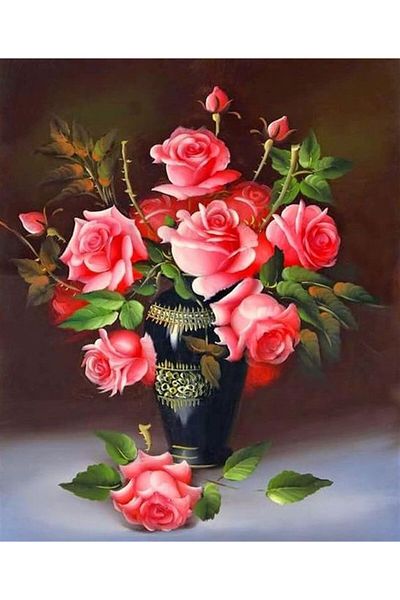 Marcel Kristal Tablo Fresh Roses Marcel Art Diamond Mosaic Painting 51x61cm