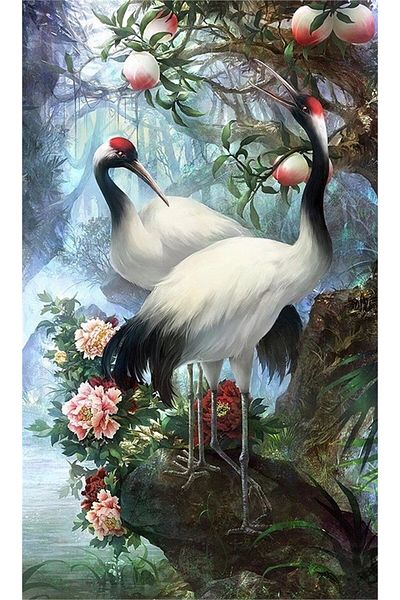 MARCEL SANAT Far East Japanese Cranes Diamond Mosaic Painting 30x51 Cm