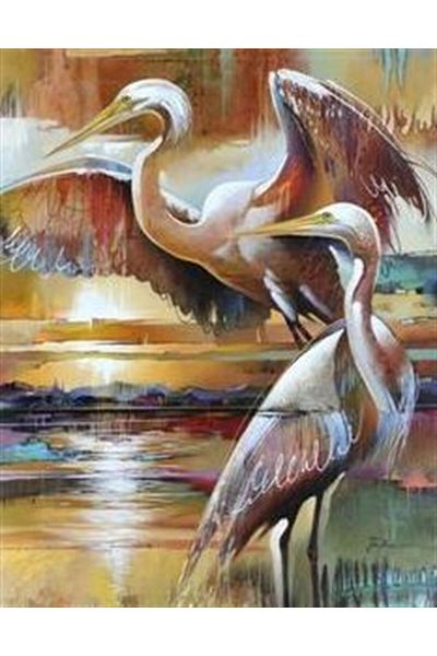 Marcel Kristal Tablo Storks-marcel Art Diamond Mosaic Painting 51x64cm