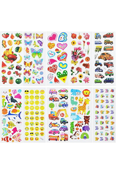 UĞURDAN 10 Sayfa Sticker Karışık Etiket Çıkartma Seti