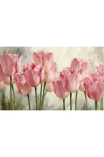 MARCEL SANAT Light Pink Tulips Diamond Mosaic Painting 71x48cm