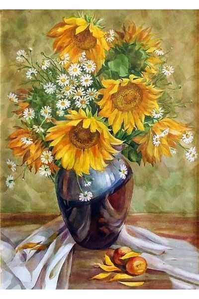 MARCEL SANAT Sunflowers And Daisies Diamond Mosaic Painting 41x56cm