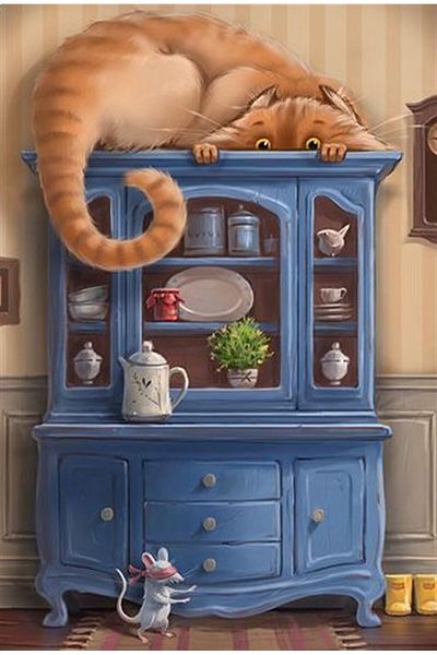 Marcel Kristal Tablo Game in the Kitchen Marcel Art Diamond Mosaic Painting 48x74cm