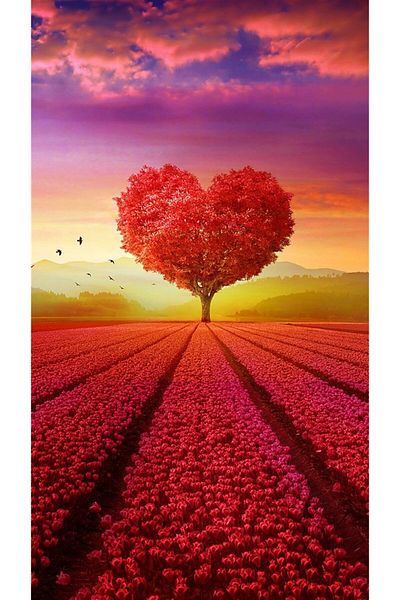 MARCEL SANAT Red Heart Tree Marcel Art Diamond Mosaic Painting 41x71cm