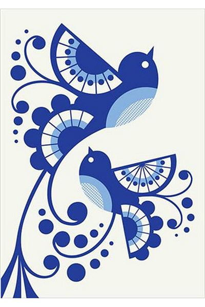 Marcel Kristal Tablo Blue Birds Diamond Mosaic Painting 23x36