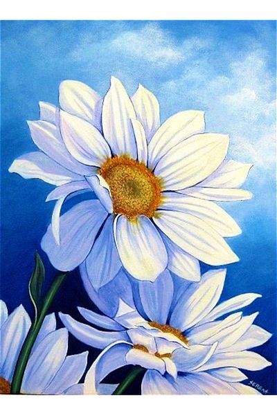 MARCEL SANAT Daisy Diamond Mosaic Painting 40x55cm