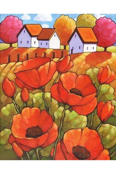 MARCEL SANAT Poppy Village Diamond Mosaic Painting 41x51 Cm
