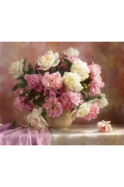 MARCEL SANAT Pink Cream Flowers Diamond Mosaic Painting 60x50