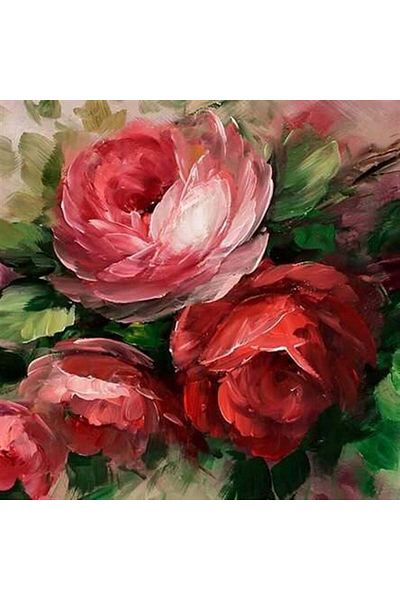 MARCEL SANAT Red Wild Roses Diamond Mosaic Painting 56x56cm