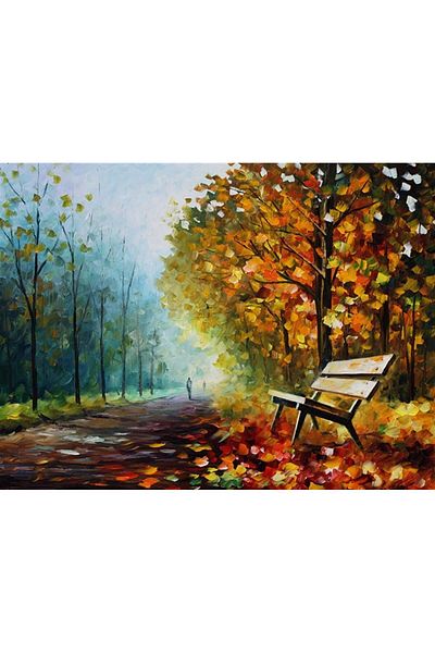 MARCEL SANAT Autumn and Bench in the Forest Diamond Mosaic Painting 60x45cm