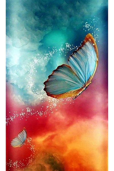 Marcel Kristal Tablo Flying Butterflies Marcel Art Diamond Mosaic Painting 48x81cm