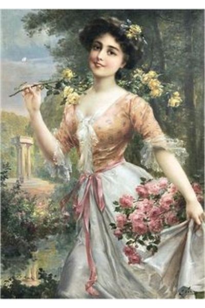 MARCEL SANAT Woman Carrying Flowers on Her Sleeve Marcel Art Diamond Mosaic Painting 38x56 Cm